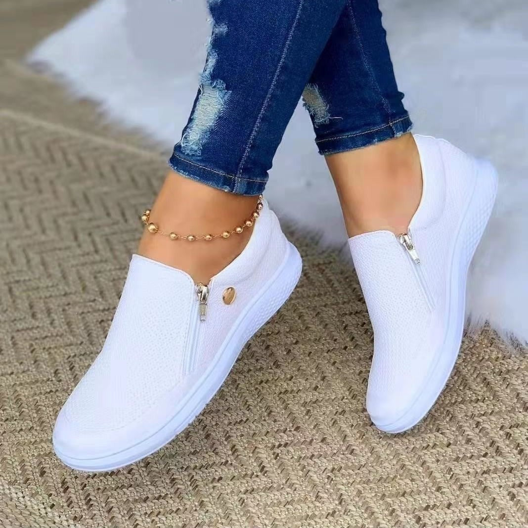 Damen Slip-On Mesh-Sneaker mit seitlichem Zipper und dicker Gummisohle Shop Nory