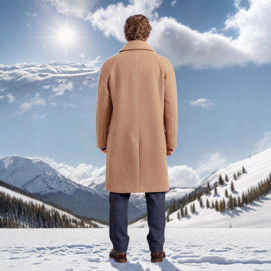 Herren Mid‑Length Teddy‑Wollmantel mit aufgesetzten Eingrifftaschen und Stehkragen Shop Nory