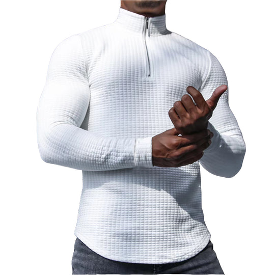Herren Waffelstrick-Langarmshirt mit kurzem Reißverschluss Shop Nory
