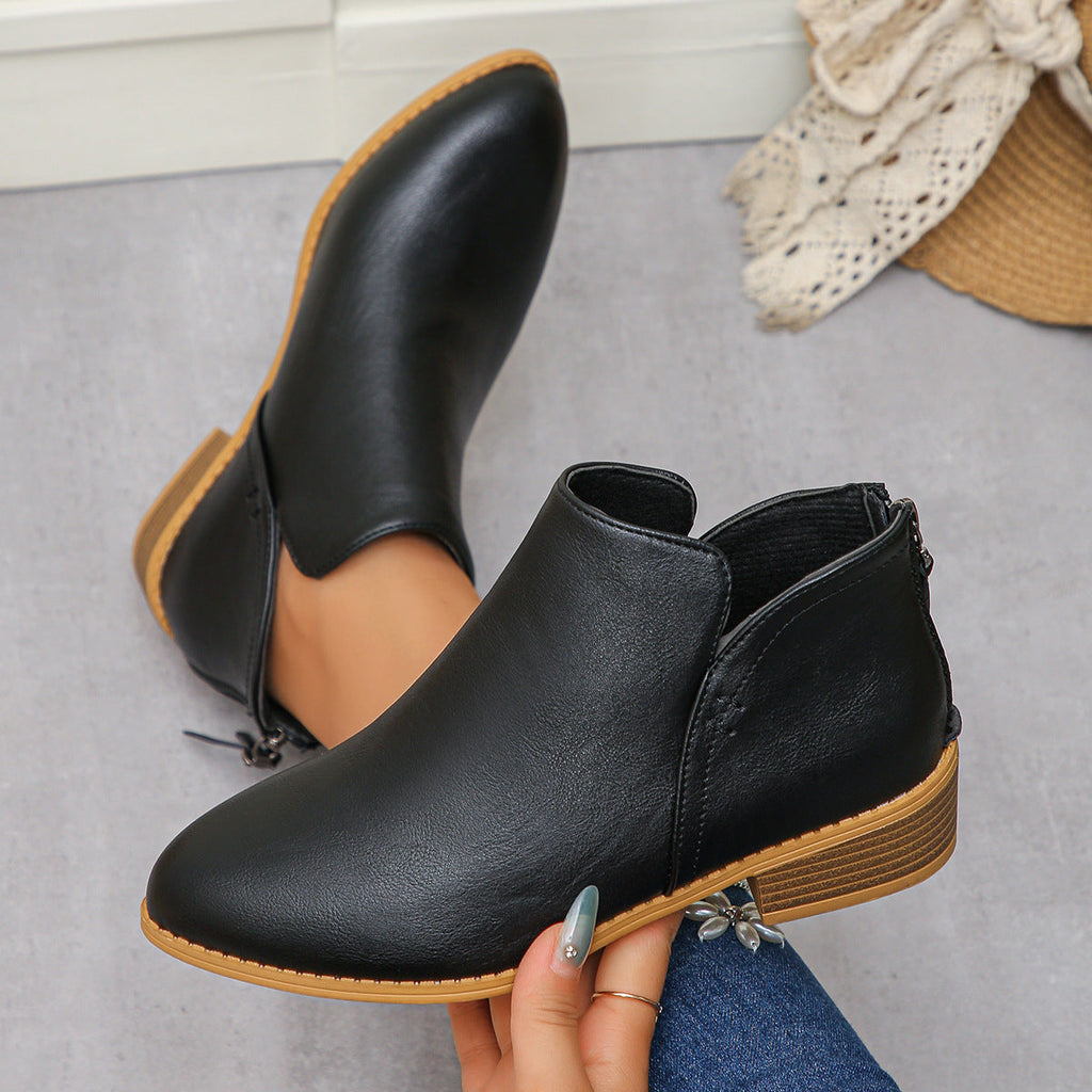 Damen modische Ankle Boots mit seitlichem Reißverschluss und geschmackvollem Design