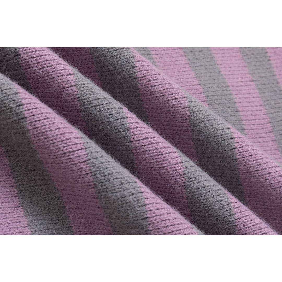 Damen Strickjacke im Patchwork-Streifenmix mit Stehkragen und Knopfleiste Shop Nory
