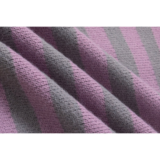 Damen Strickjacke im Patchwork-Streifenmix mit Stehkragen und Knopfleiste Shop Nory