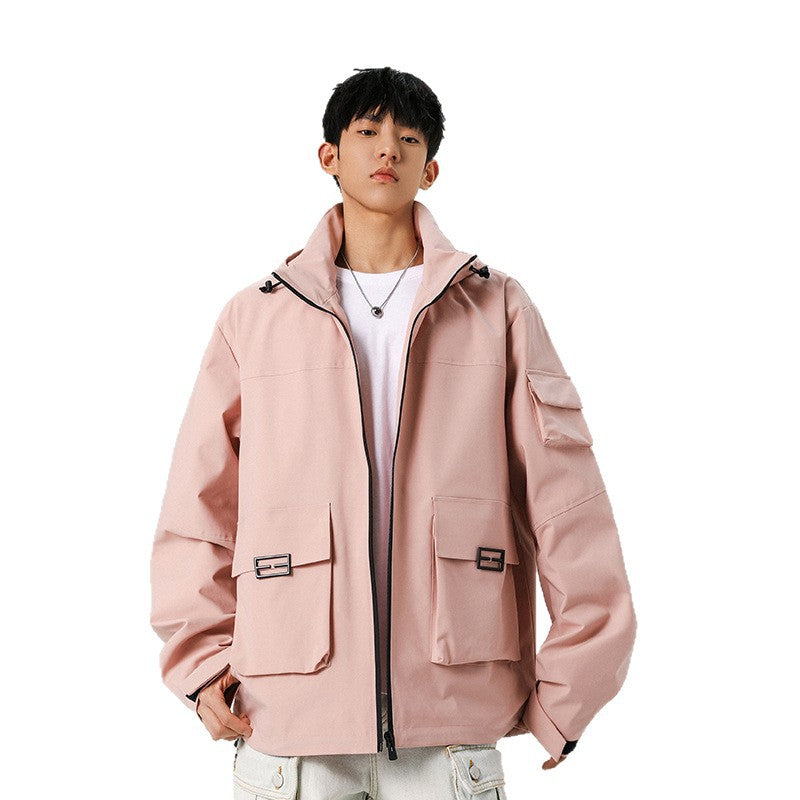 Herren Oversize Utility-Jacke mit technischer Softshell, Kapuze und Mehrfachtaschen Shop Nory