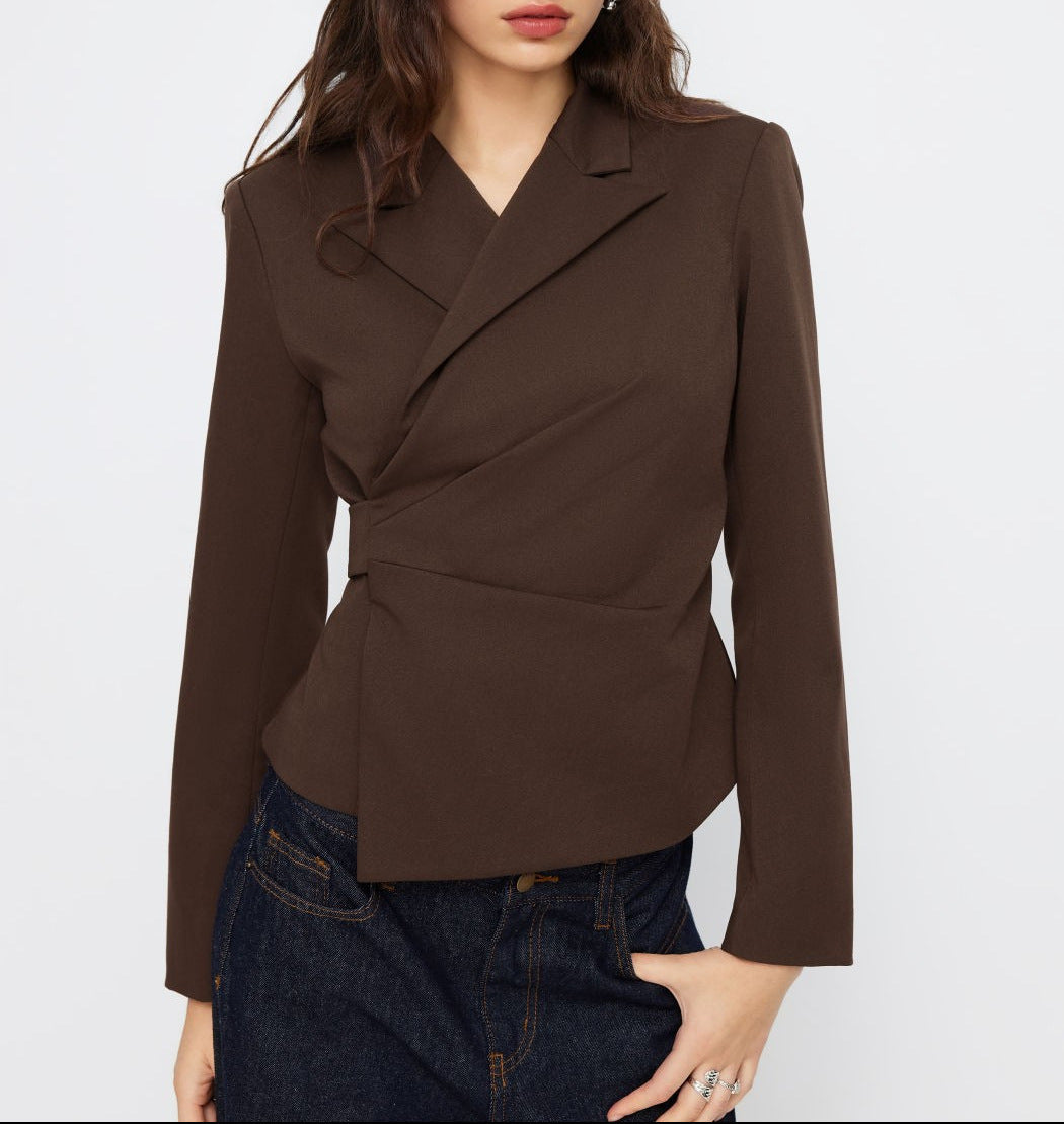 Damen Taillierter Wickel-Blazer mit drapierter Peplum-Silhouette Shop Nory
