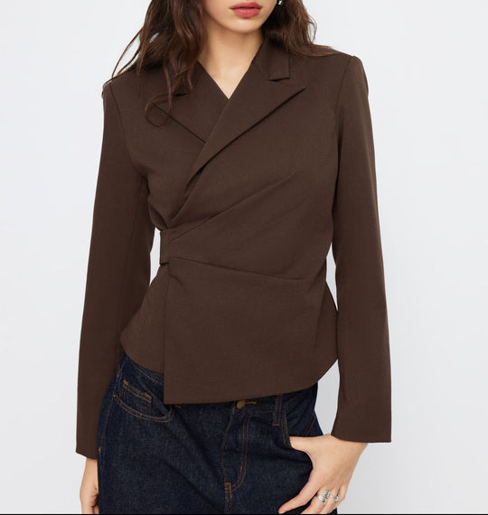 Damen Taillierter Wickel-Blazer mit drapierter Peplum-Silhouette Shop Nory