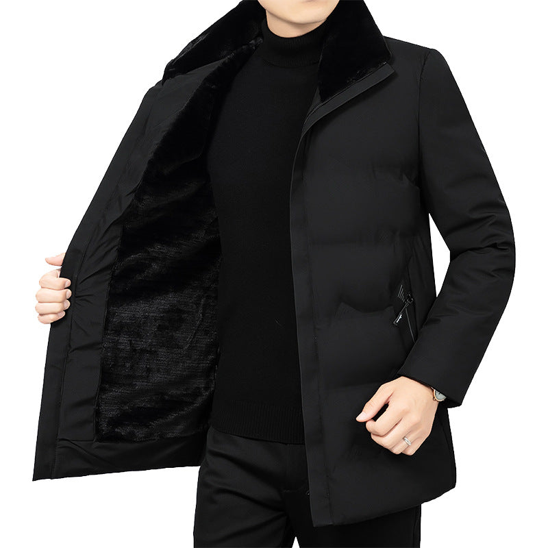 Herren Thermo-Winterkurzmantel mit luxuriösem Kunstfell-Innenfutter und Stehkragen Shop Nory