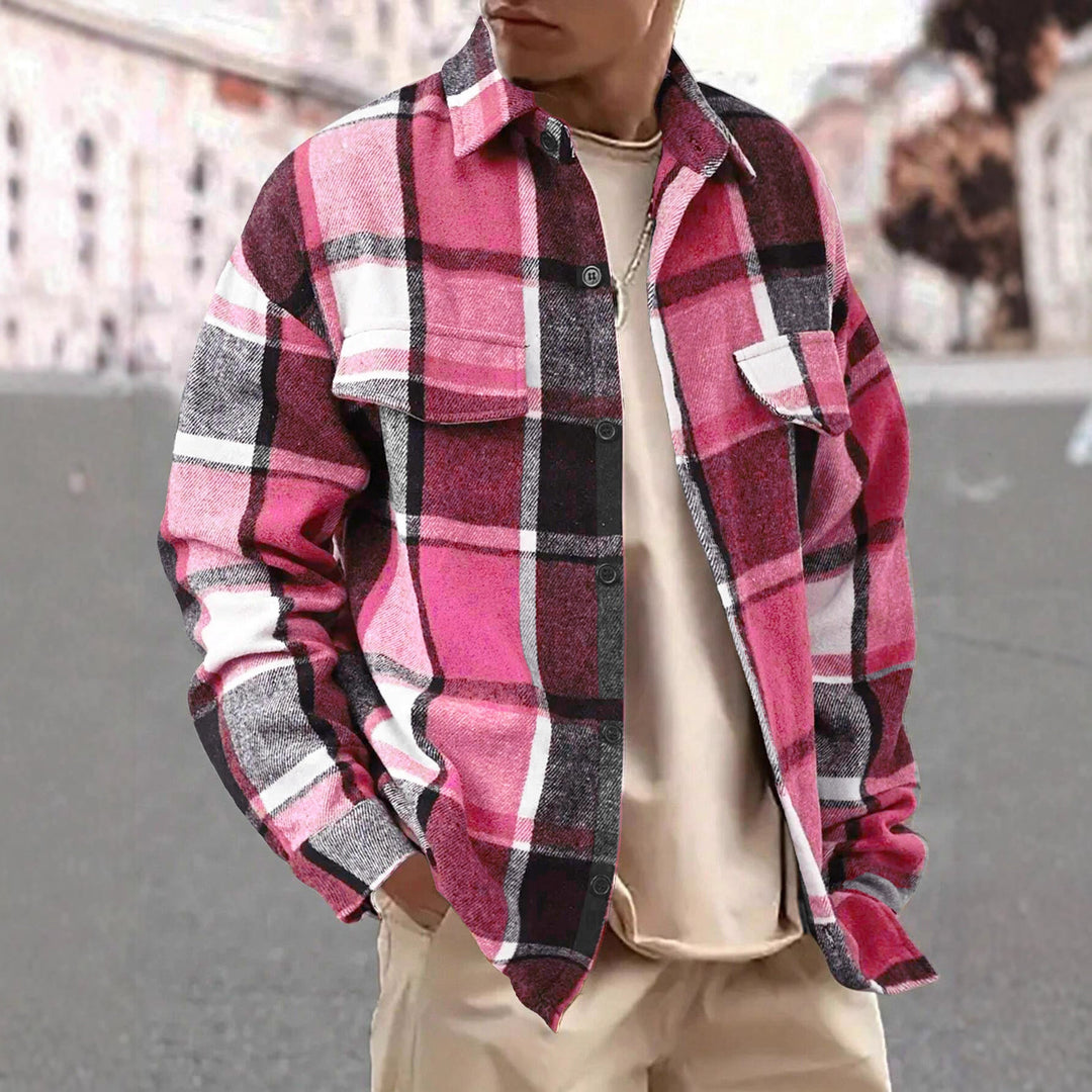 Herren nan weite Karo-Hemdenjacke aus weichem Flanell mit aufgesetzten Brusttaschen
