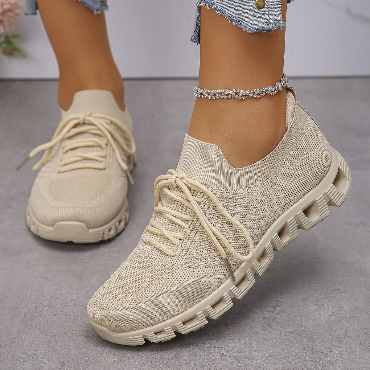 Damen Ultraleichte Sport-Sneaker mit atmungsaktiver Strickoberfläche