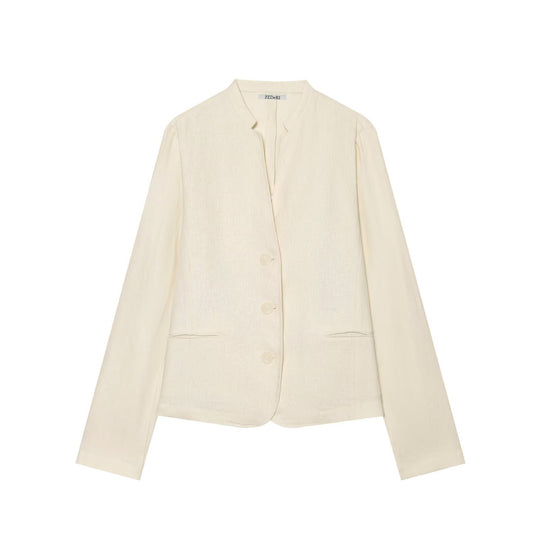 Damen Kurzblazer ohne Kragen mit geradem Saum und drei Knöpfen Shop Nory