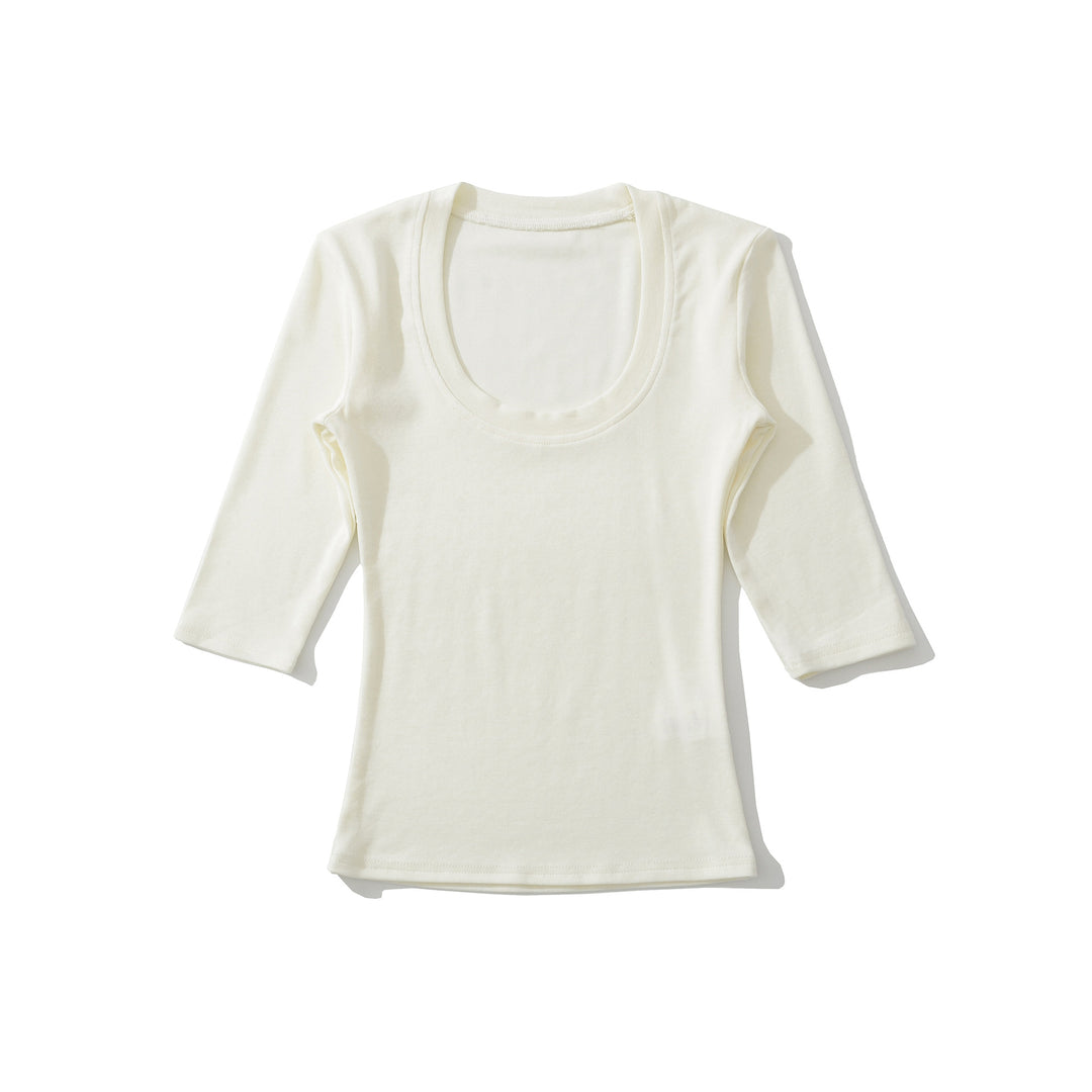 Damen Eng anliegendes Longsleeve mit tiefem Rundhalsausschnitt Shop Nory