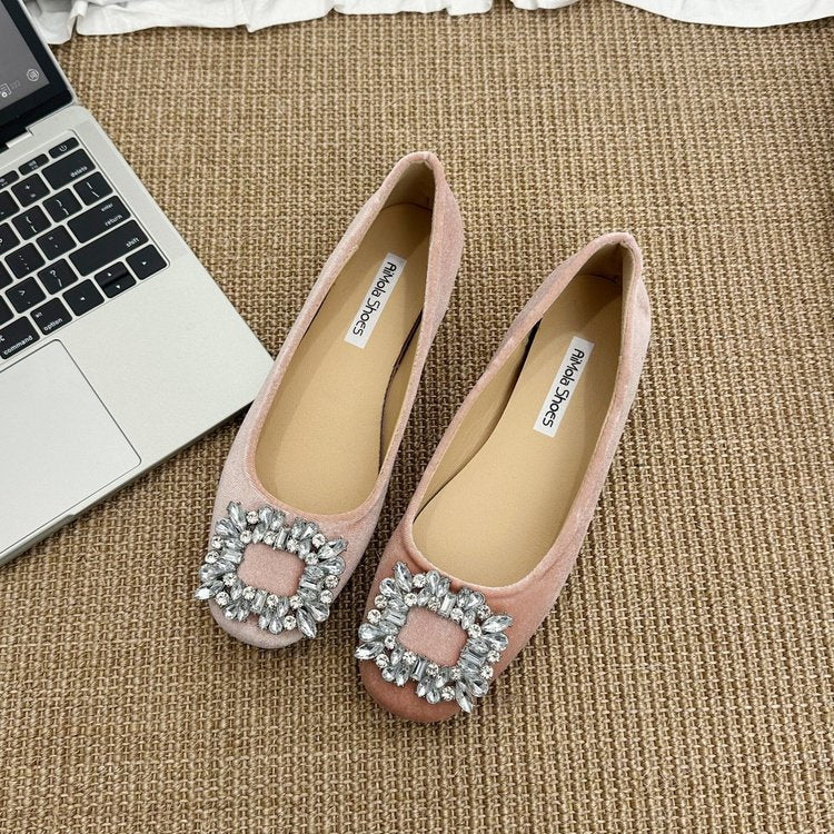 Damen raffinierte Ballerinas mit funkelndem Schmuckdetail und flexiblem Fußbett