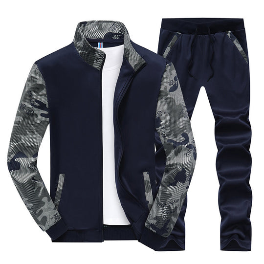 Herren Sportives Trainingsanzug-Set aus Funktionssoftshell mit Camouflage-Ärmeln und regulierbarer Joggerhose Shop Nory