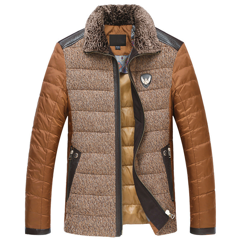 Herren Wattierte Kurzjacke mit Teddykragen und Wappenapplikation Shop Nory