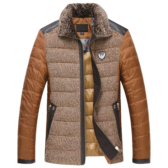 Herren Wattierte Kurzjacke mit Teddykragen und Wappenapplikation Shop Nory