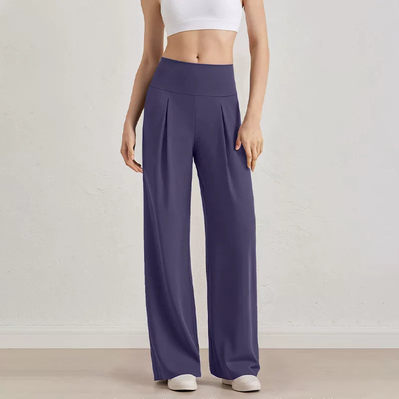 Damen Komfort-Faltenhose mit hohem Bund.