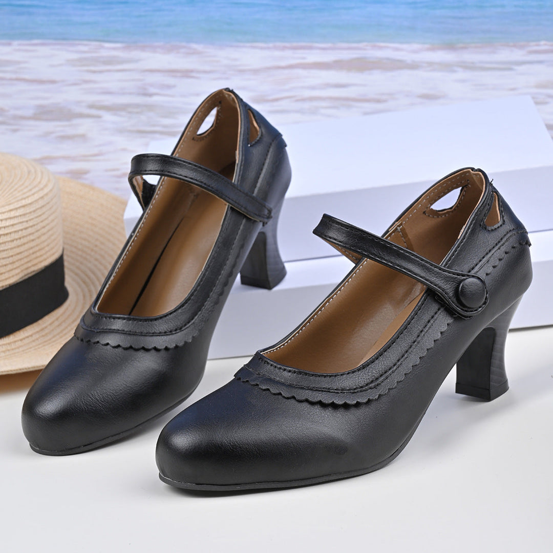 Damen Absatzschuhe mit verstellbarem Riemen und eleganter Schnalle