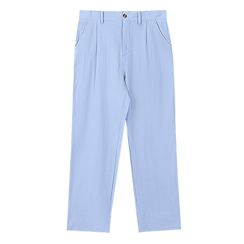 Herren nan elegante Bundfaltenhose aus leichtem Baumwollmix mit geradem Schnitt und Gürtelschlaufen