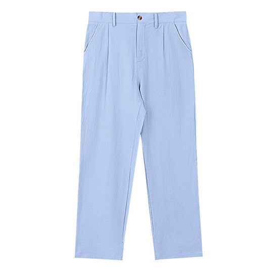 Herren nan elegante Bundfaltenhose aus leichtem Baumwollmix mit geradem Schnitt und Gürtelschlaufen