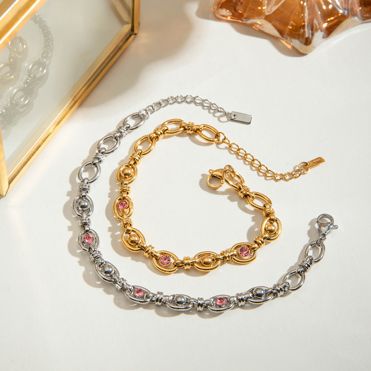 Damen Edelstahl Armband mit bunten Zirkonia-Steinen Shop Nory