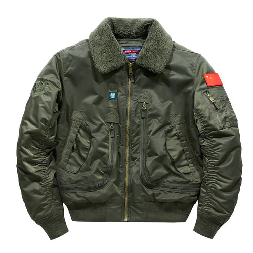 Herren Bomberjacke im Fliegerstil mit Sherpa-Kragen und multifunktionalen Reißverschlusstaschen Shop Nory