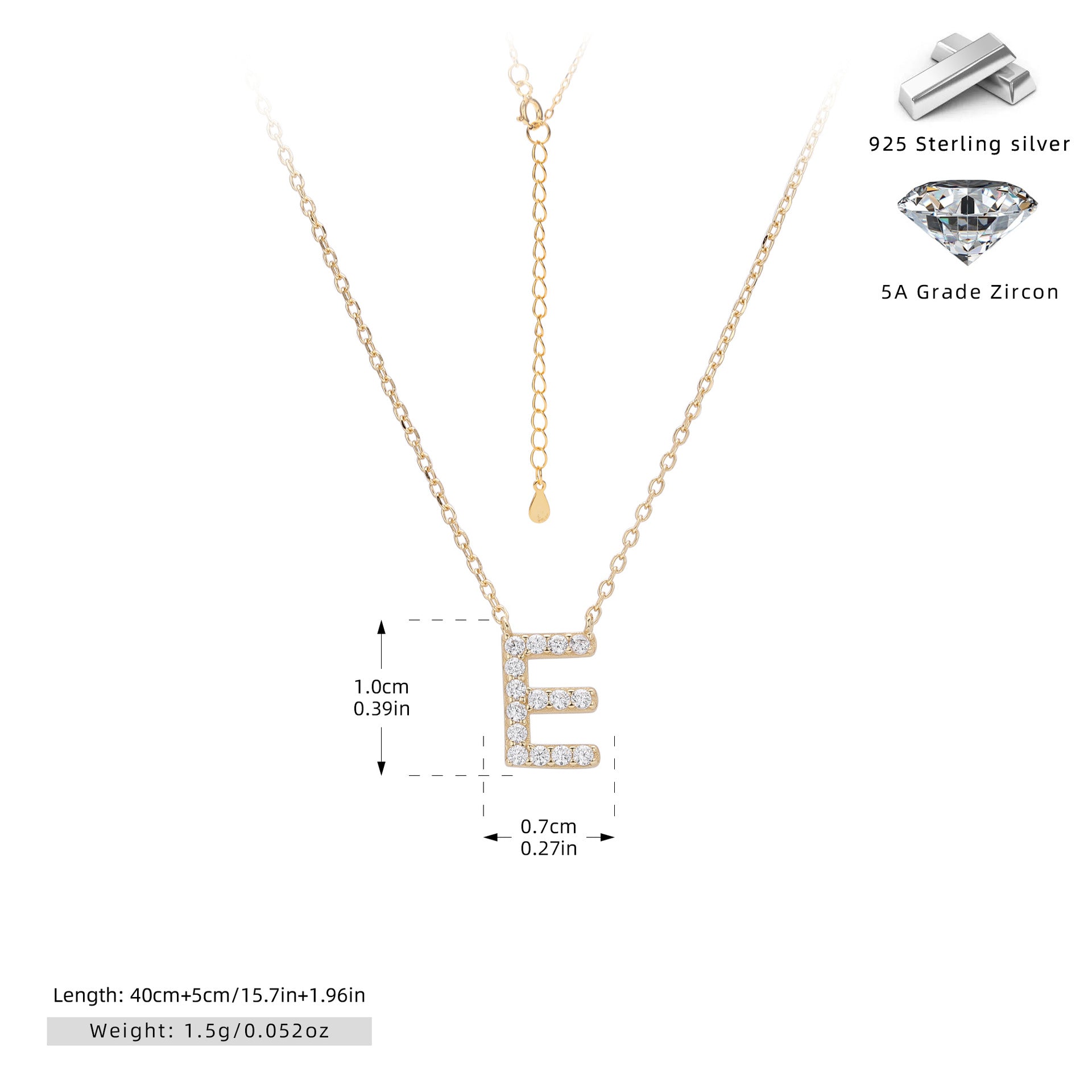 Damen Halskette mit Z-Anhänger und funkelnden Zirkonia Shop Nory