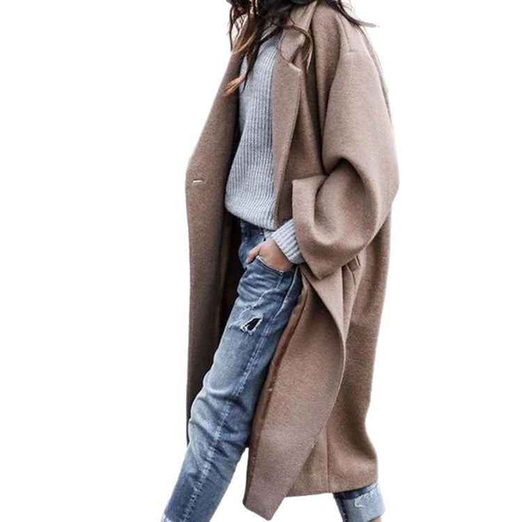 Damen nan langer Oversize Wollmix-Kimonomantel mit offener Vorderseite und tiefen Eingrifftaschen Shop Nory