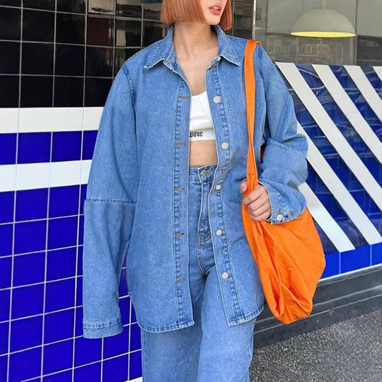 Damen Oversized-Denim-Hemdjacke im Co-Ord-Look mit lockerer Passform Shop Nory