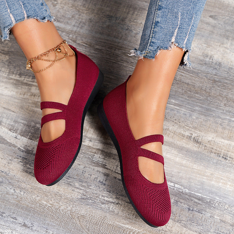 Flache Slipper mit Riemen Über Dem Spann und Flacher Sohle für Damen