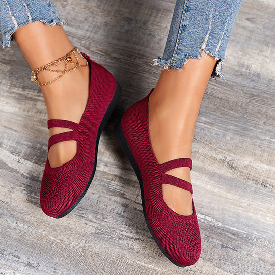 Flache Slipper mit Riemen Über Dem Spann und Flacher Sohle für Damen