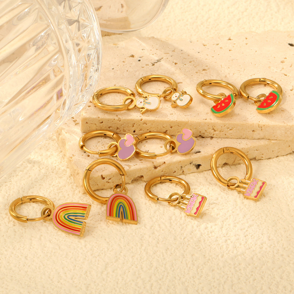 Damen Hängende Ohrringe mit buntem Regenbogen-Anhänger Shop Nory