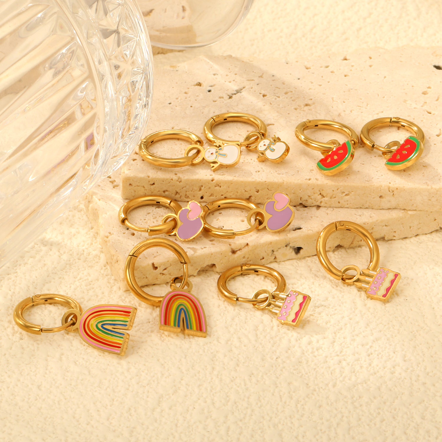 Damen Hängende Ohrringe mit buntem Regenbogen-Anhänger Shop Nory