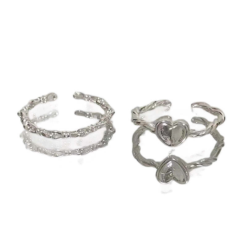 Damen Ring-Set mit filigranen Herz- und Strukturdesigns Shop Nory