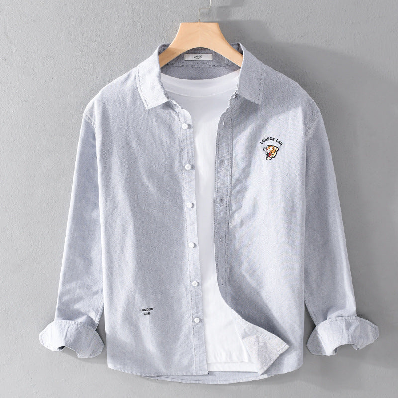 Herren Leichtes Baumwoll-Overshirt im Layering-Look mit Logostickerei und Kentkragen Shop Nory