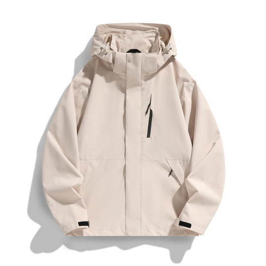 Damen Wasserabweisende Kapuzen‑Übergangsjacke mit verstellbarer Kapuze, verdeckter Frontblende und Multifunktionstaschen Shop Nory