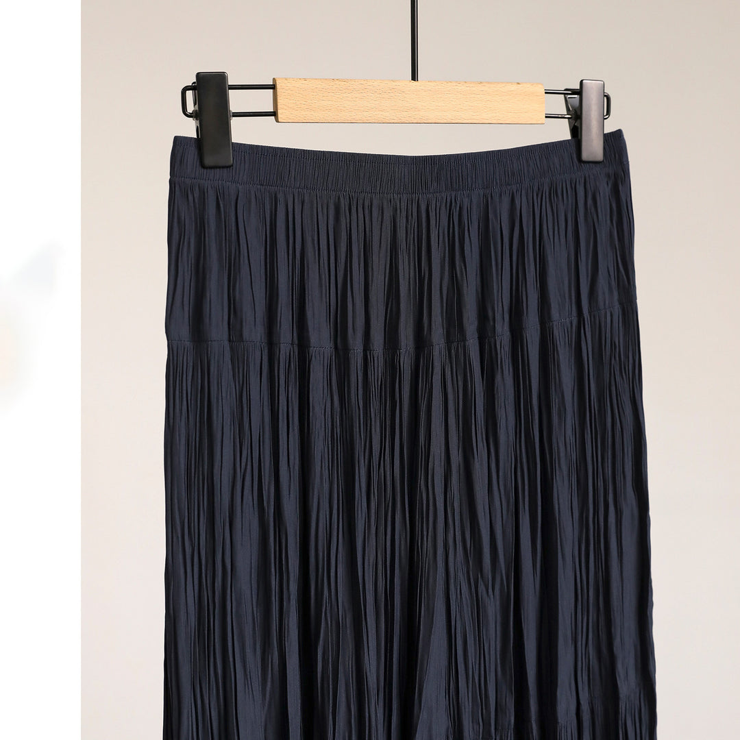 Damen Eleganter Faltenrock mit hohem Bund und fließendem Stoff Shop Nory