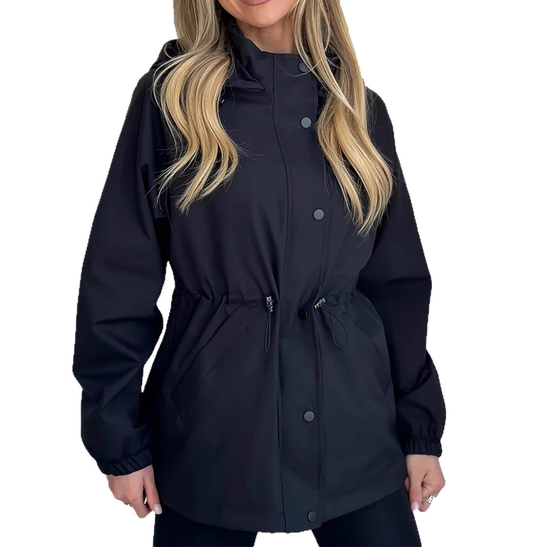 Damen Wasserabweisender Kurzparka mit Kapuze, Tunnelzug und Druckknopf-Leiste Shop Nory