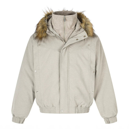 Damen gepolsterte Winterjacke mit abnehmbarer Kunstfellkapuze, hohem Innenkragen und elastischem Saum Shop Nory
