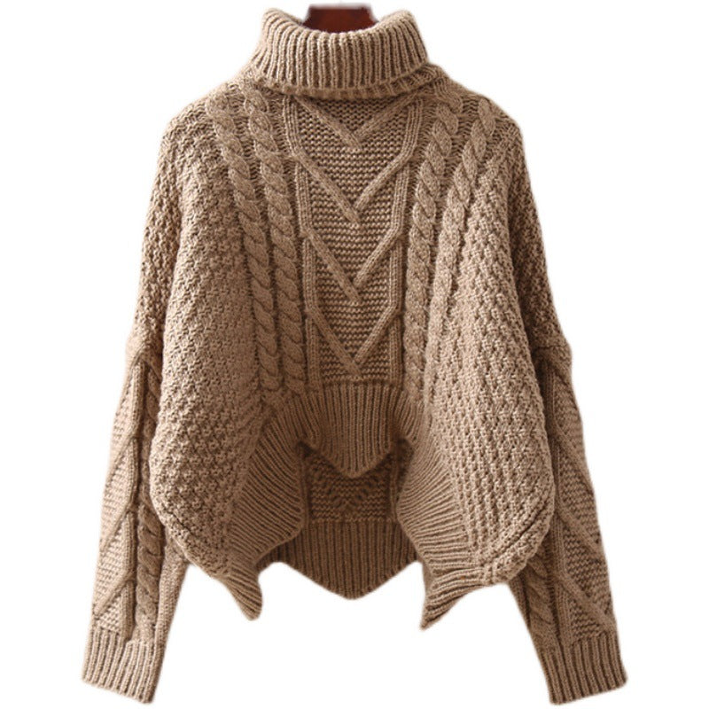 Damen Strukturiertes Cropped Zopfmuster-Chunky-Pullover mit hohem Rollkragen Shop Nory