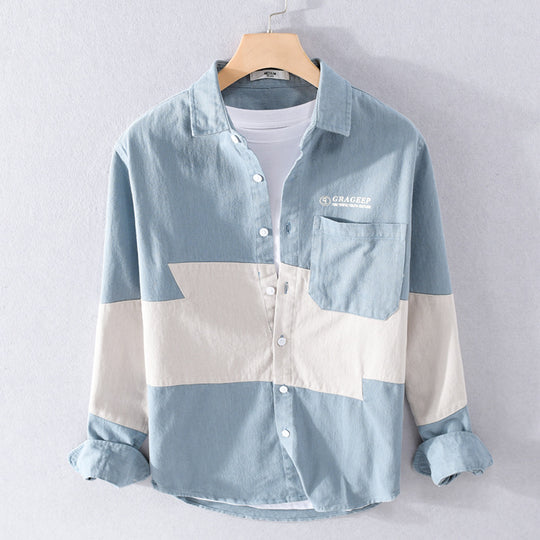 Herren Farbblock-Overshirt aus Baumwollmix mit Brusttasche und Relaxed-Fit Shop Nory