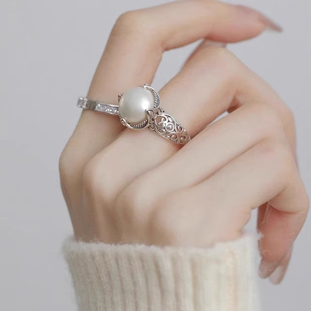 Damen perlverzierter Ring mit kunstvoller Fassung Shop Nory