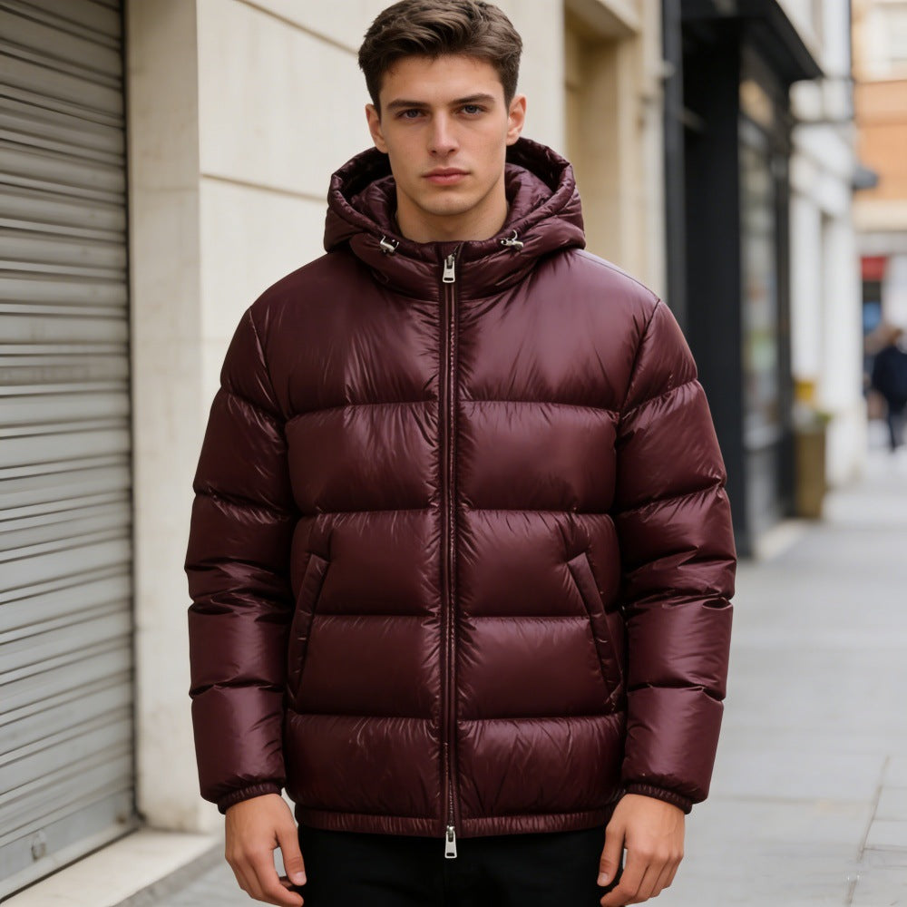 Herren nan steppte Kapuzenjacke mit glänzender Oberfläche, warmer Synthetikfüllung und Zweiwege-Reißverschluss Shop Nory