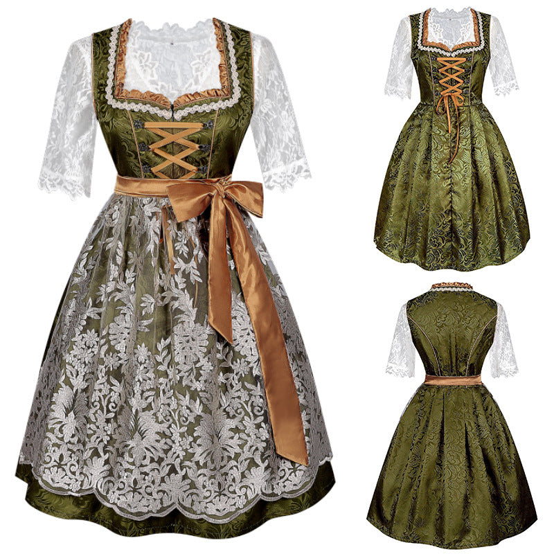 Damen nan traditionelles Dirndlkleid mit Spitzenbluse und bestickter Schürze Shop Nory