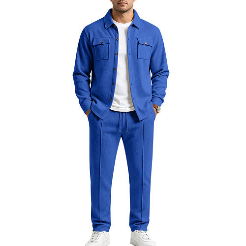 Herren Waffelstruktur Hemdjacke und Relaxhose Set Shop Nory