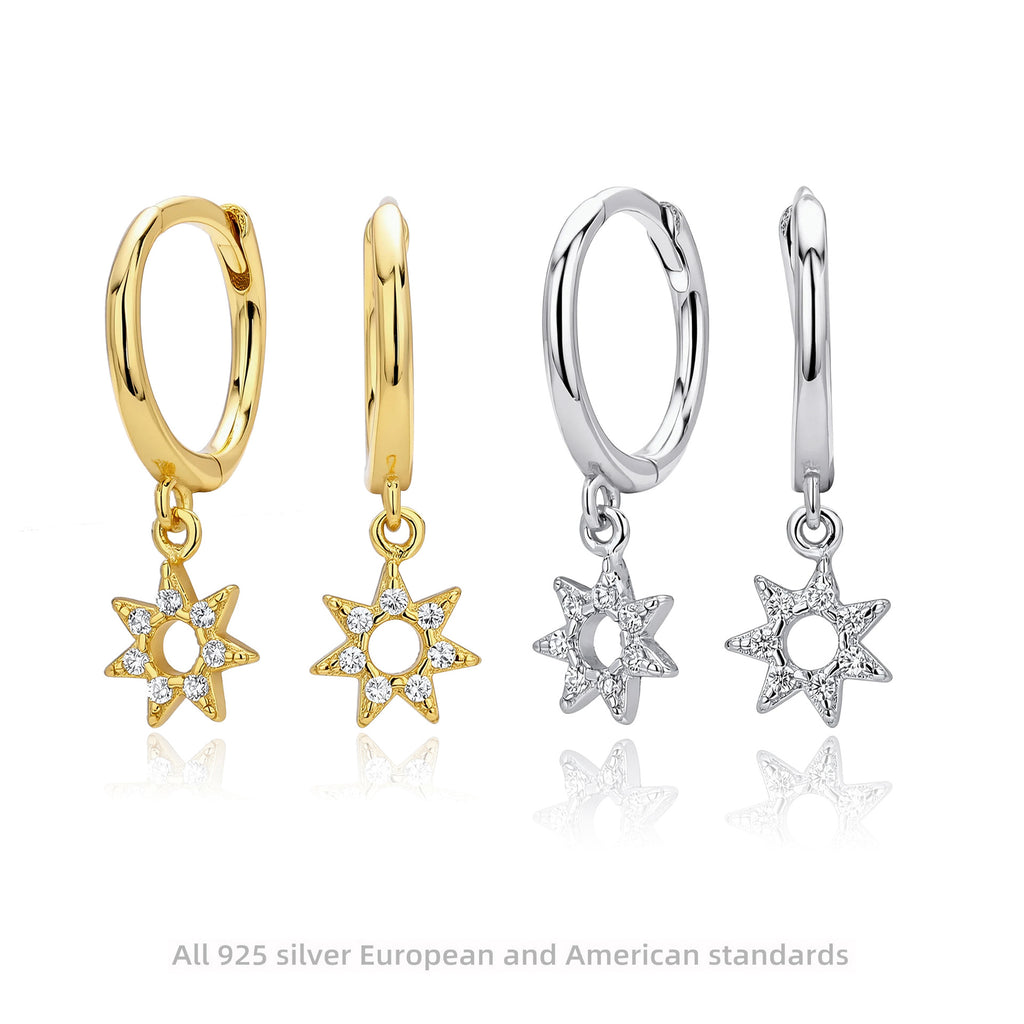 Damen Ohrhänger mit funkelndem Sternmotiv aus hochwertigem 925 Sterling Silber Shop Nory