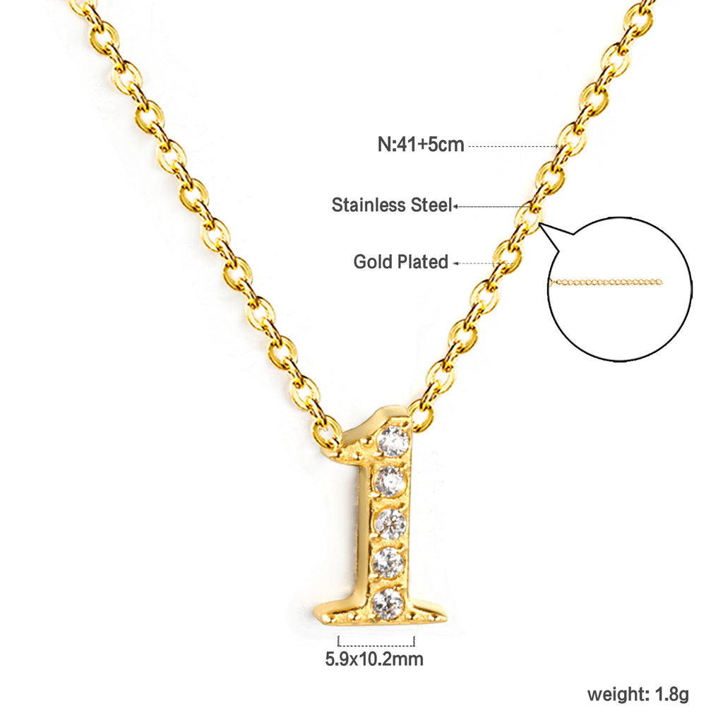 Damen Halskette mit funkelndem Ziffern-Anhänger aus hochwertigem Edelstahl Shop Nory
