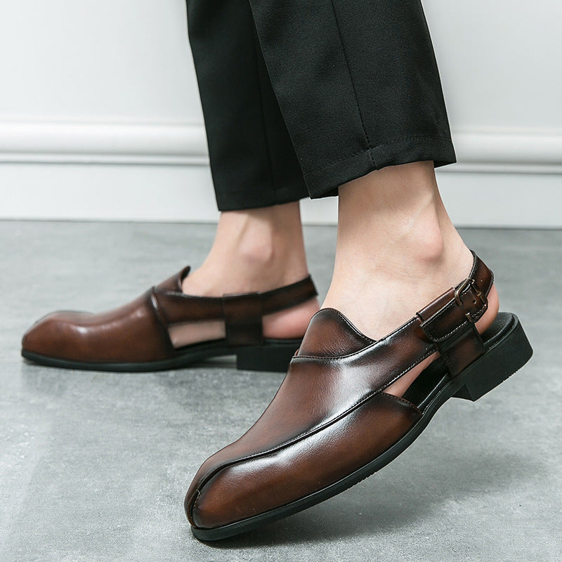 Damen elegante Leder-Mokassins mit verstellbarem Riemen