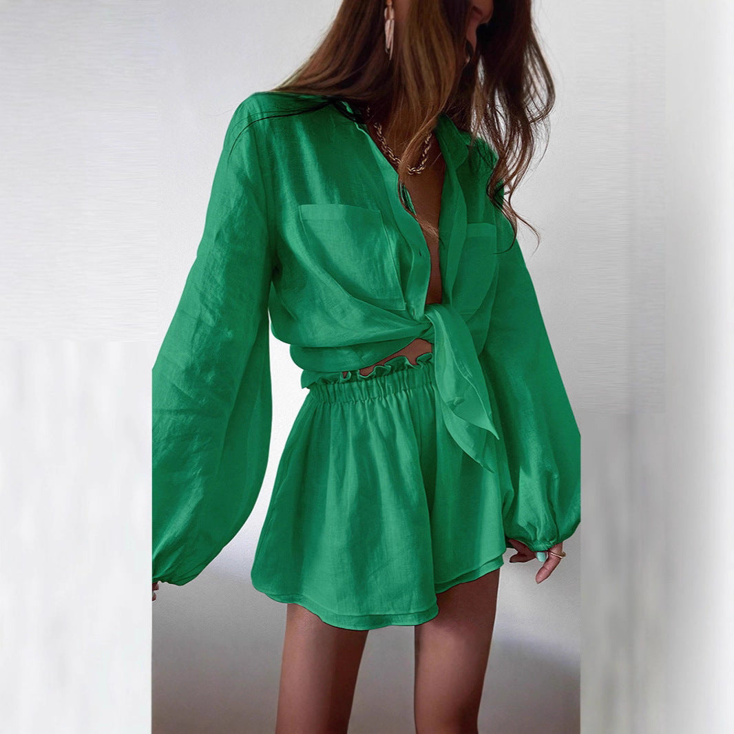 Damen lässiges Leinen Outfit