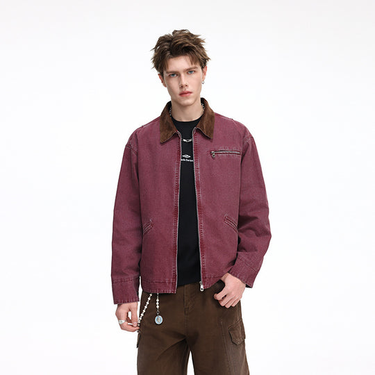 Herren Freizeitjacke aus gewaschenem Baumwollcanvas mit Cordkragen und Reißverschluss-Tasche Shop Nory