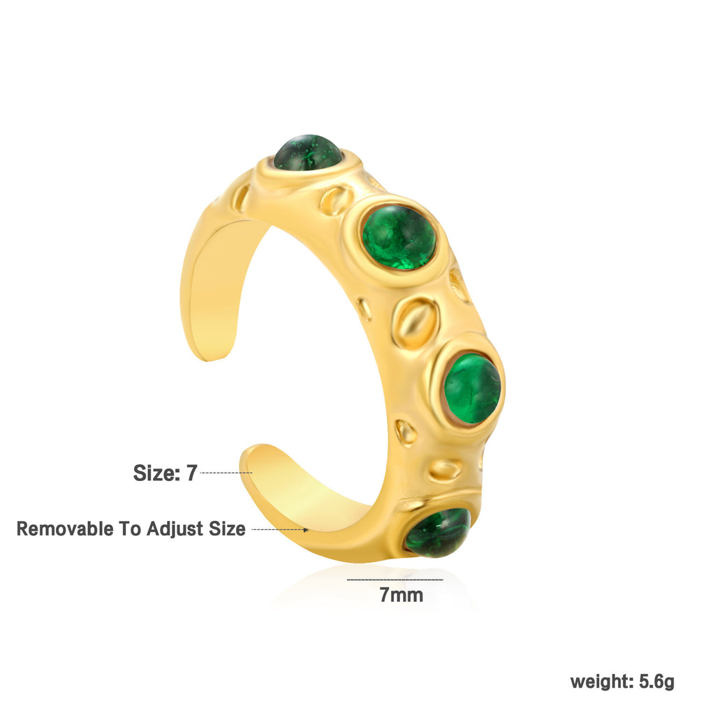 Damen Verstellbarer Ring mit glitzernden Zirkonia und modernen Grüntönen Shop Nory