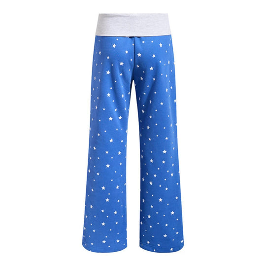 Damen Lounge-Hose mit weitem Bein, hohem Rippbund und Sternenprint Shop Nory